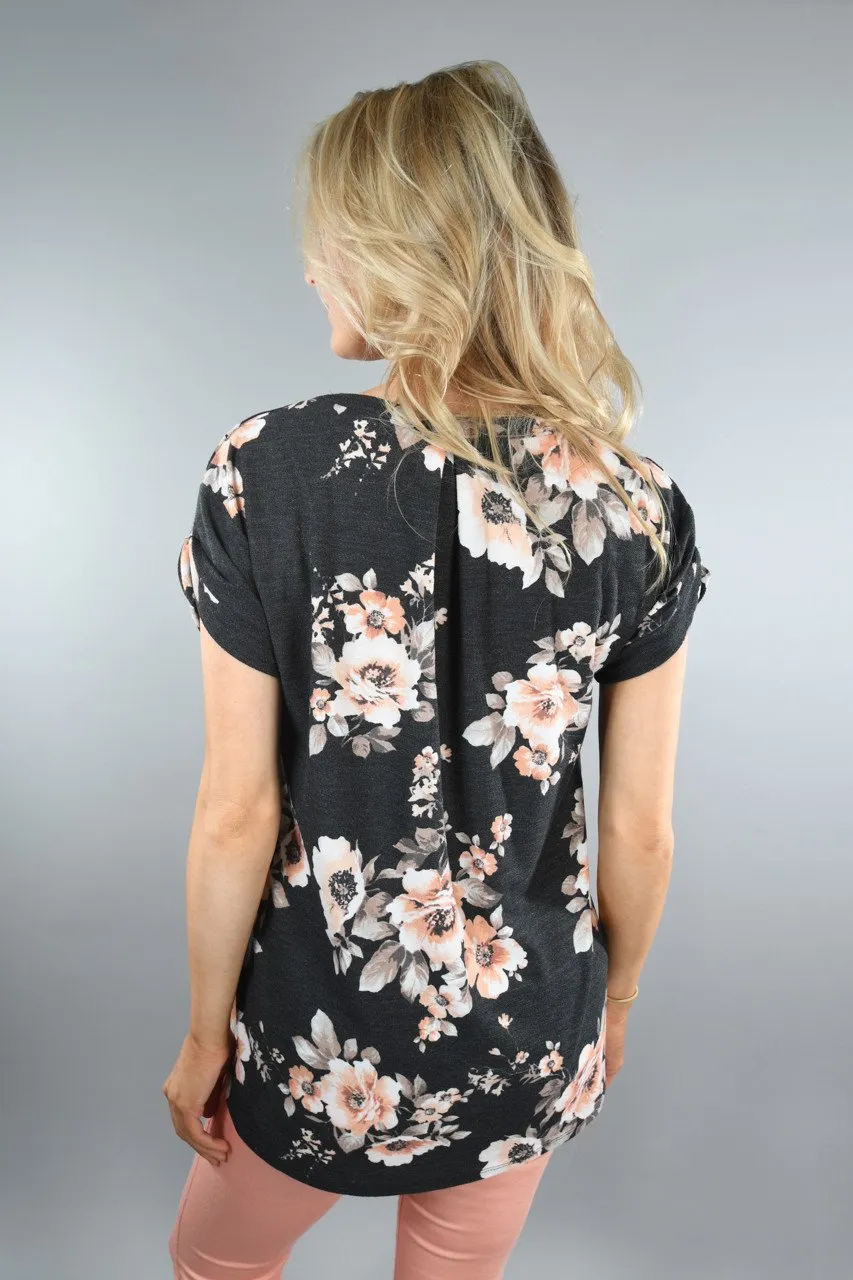 Light Coral and Grey Top
