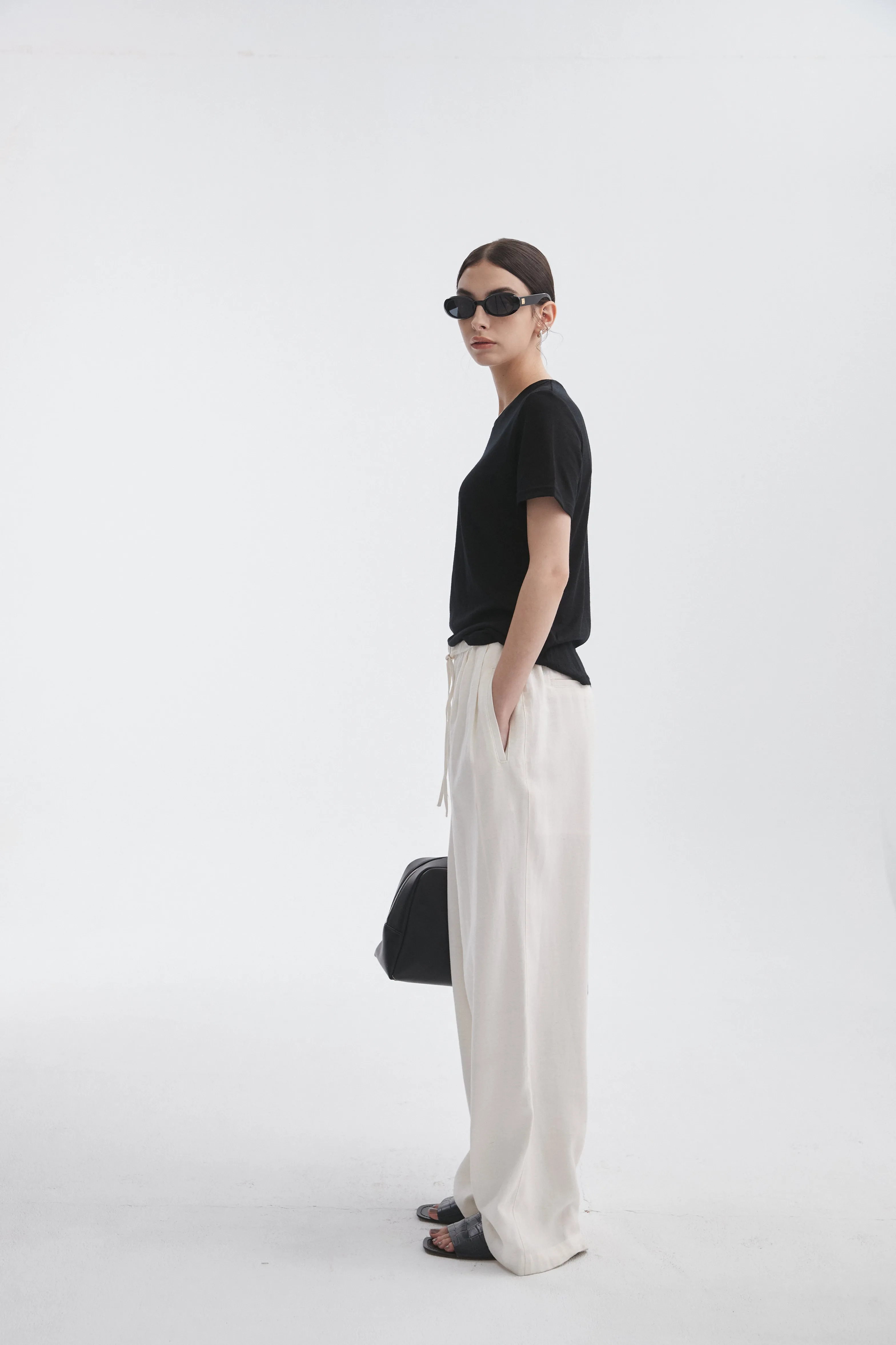 Linen-Blend Pull-On Pants