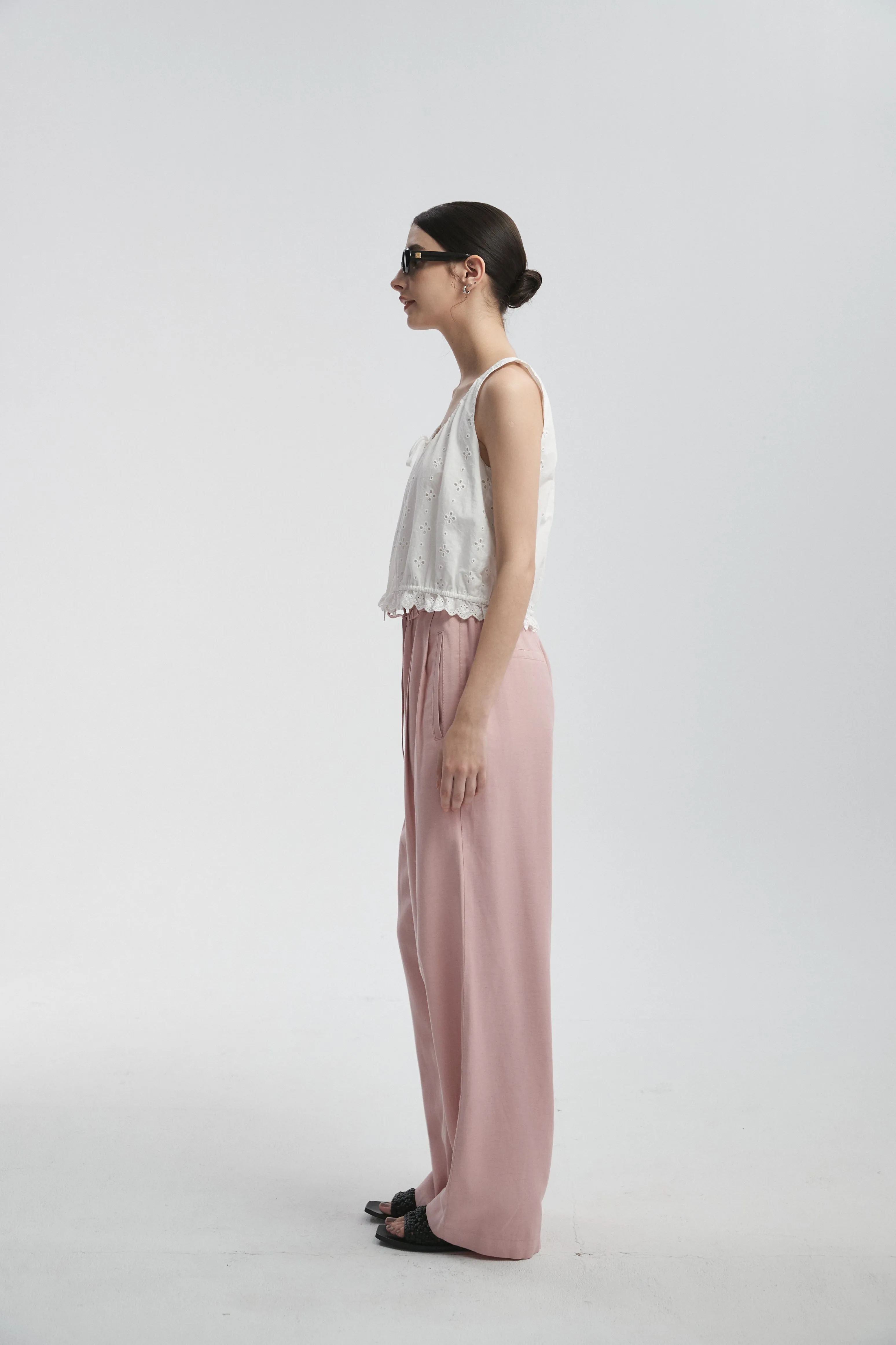 Linen-Blend Pull-On Pants