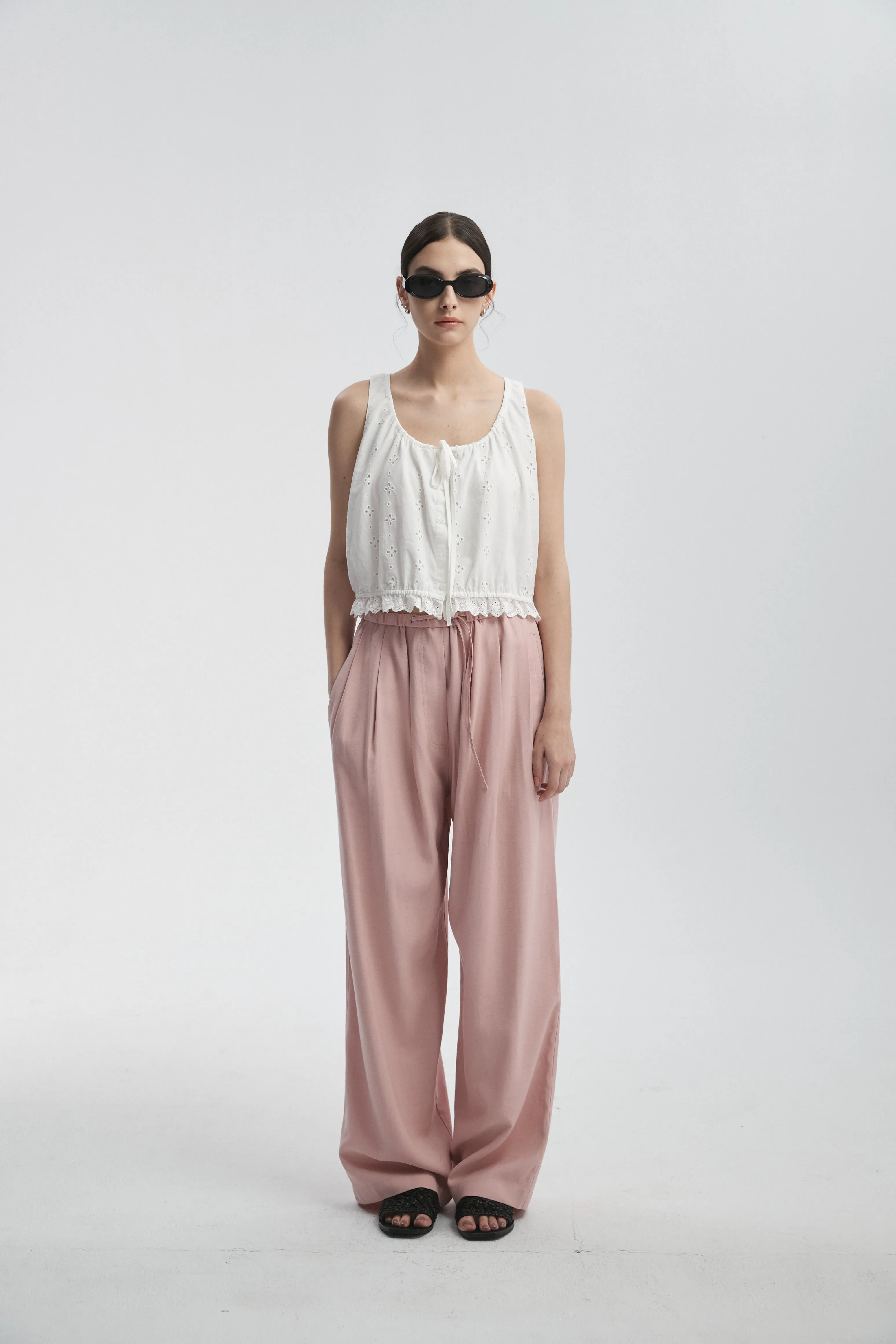 Linen-Blend Pull-On Pants
