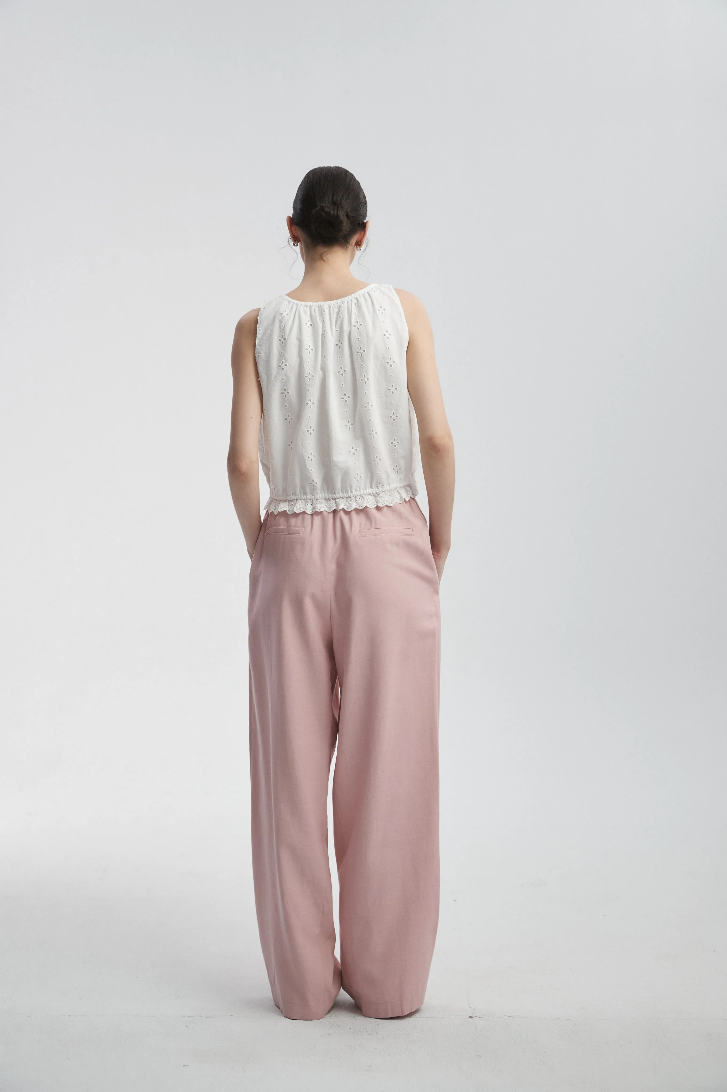 Linen-Blend Pull-On Pants