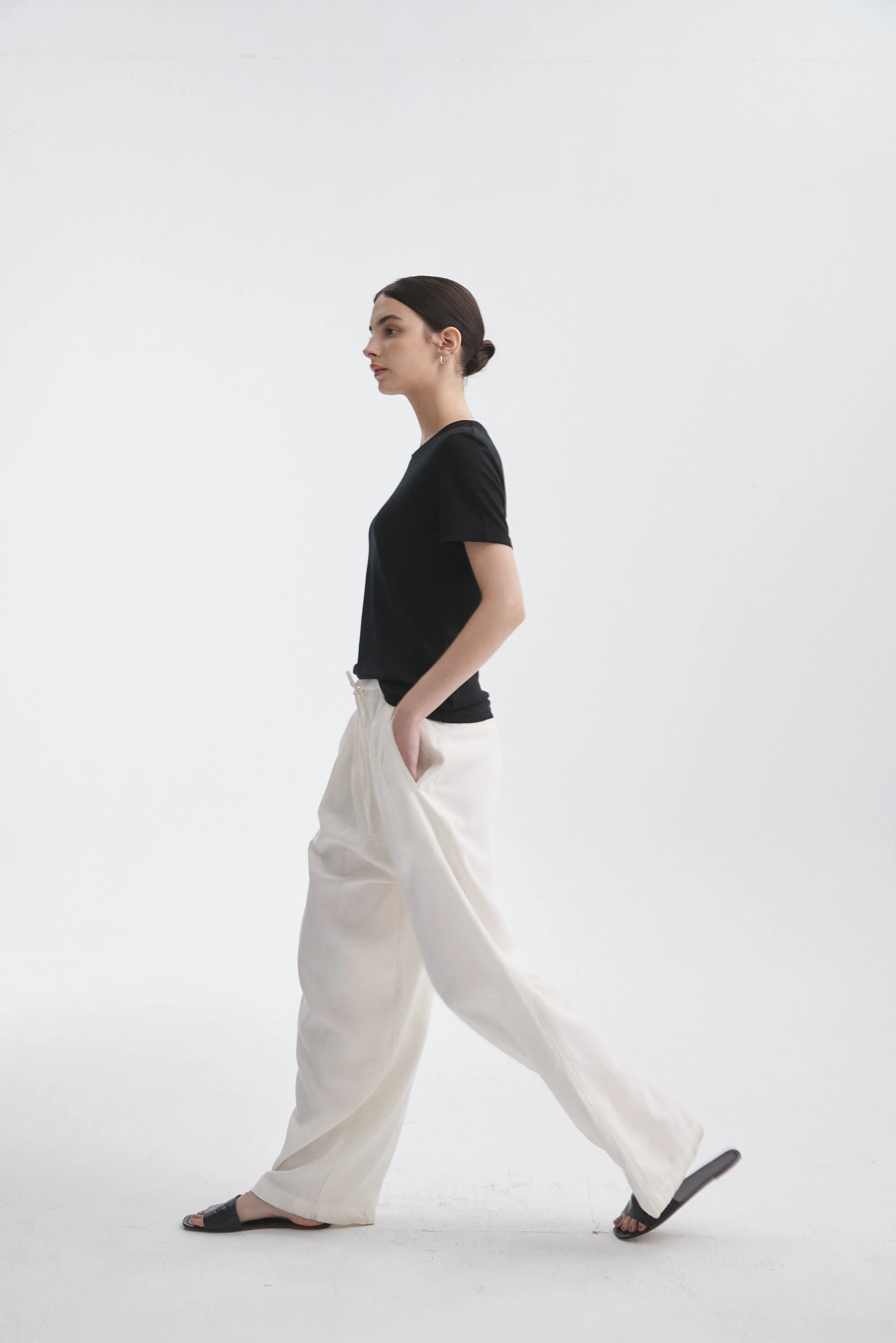 Linen-Blend Pull-On Pants