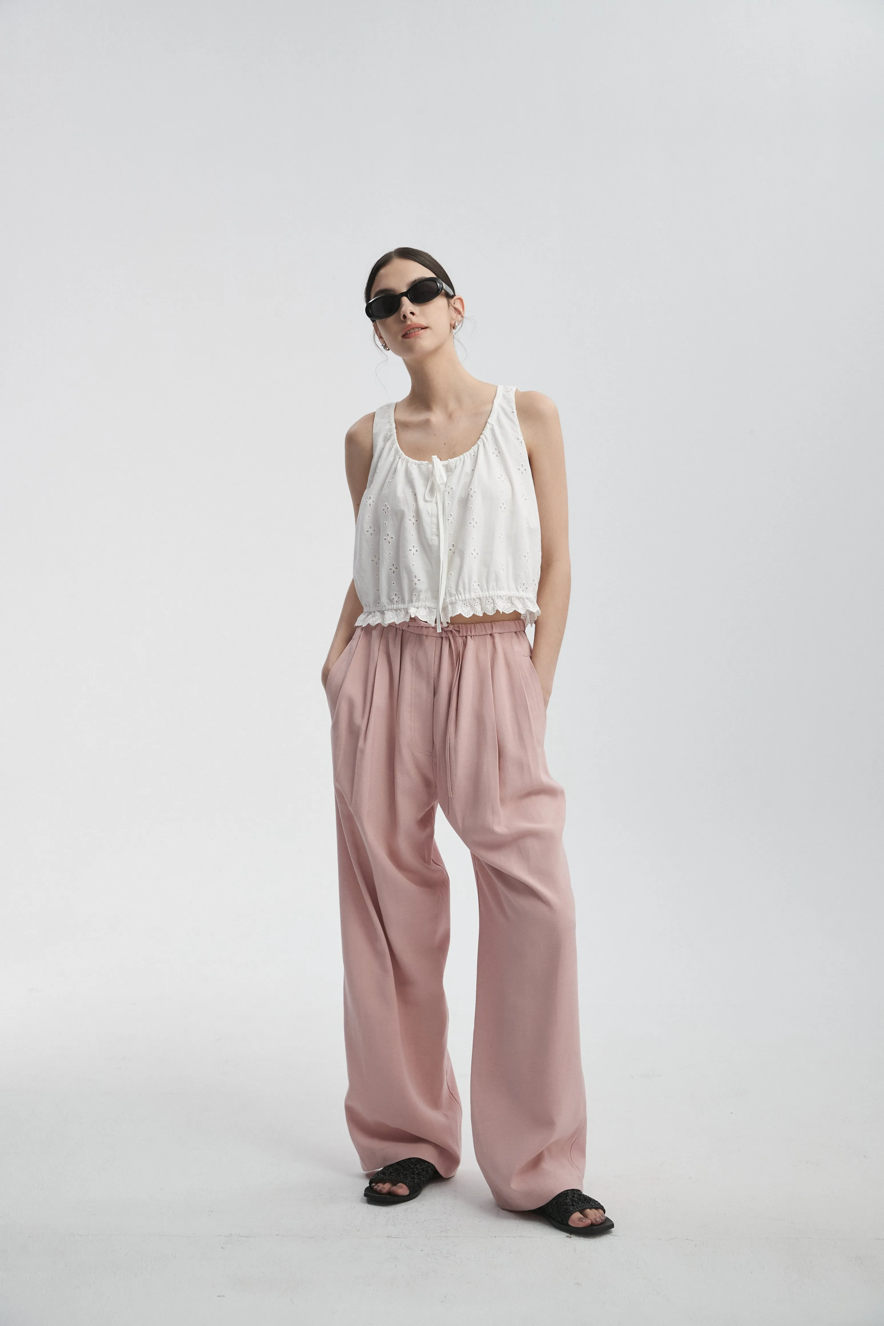 Linen-Blend Pull-On Pants
