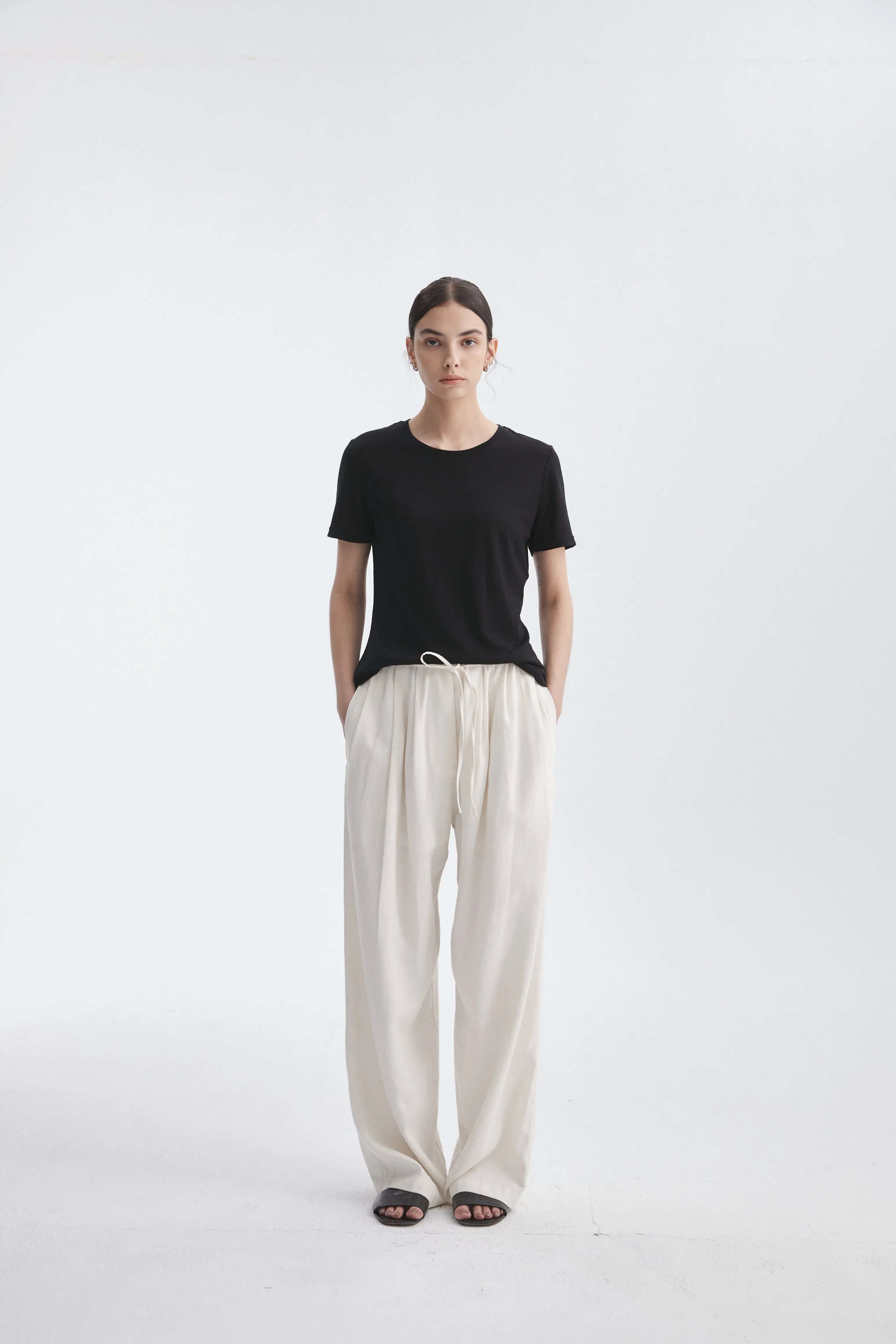 Linen-Blend Pull-On Pants
