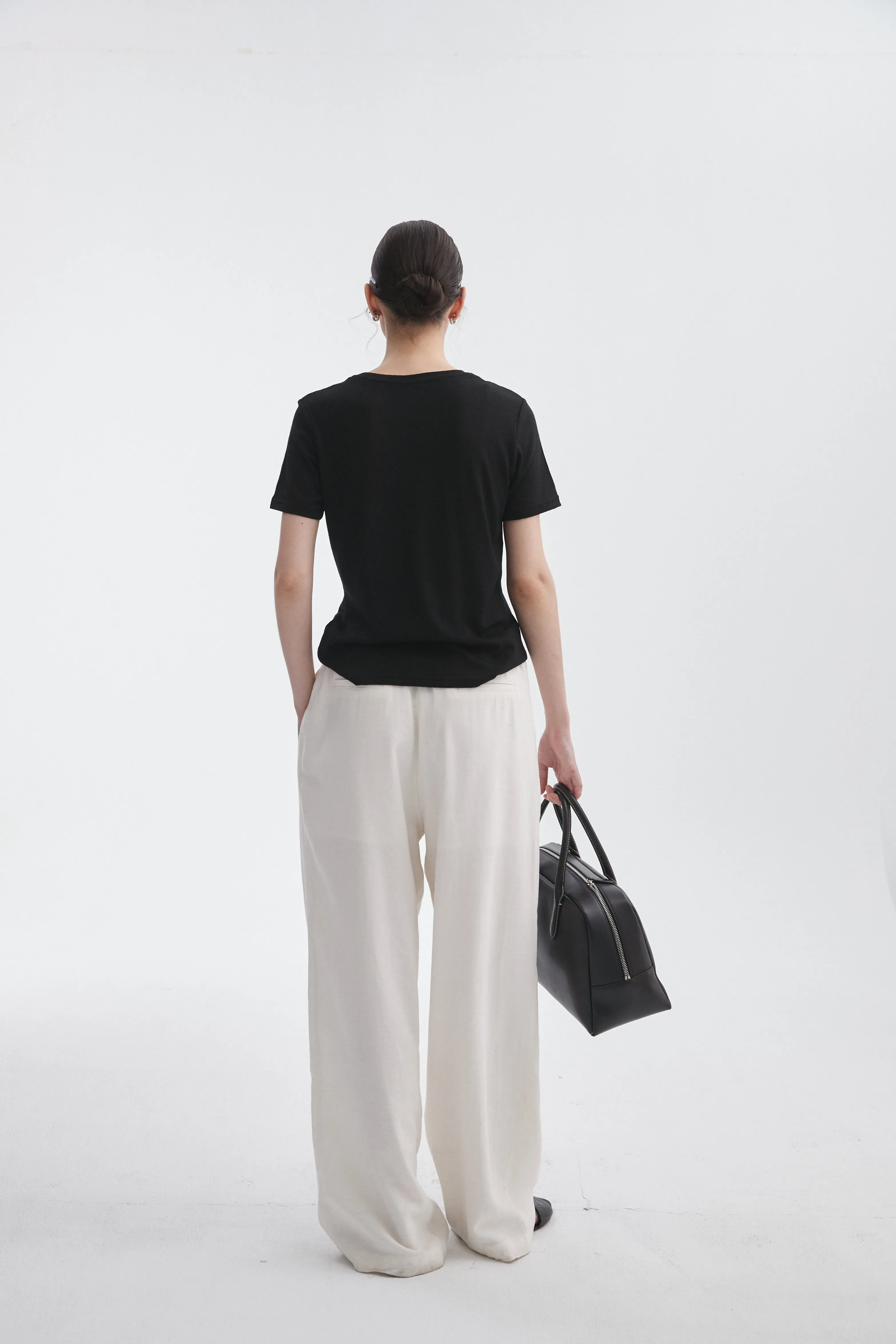 Linen-Blend Pull-On Pants