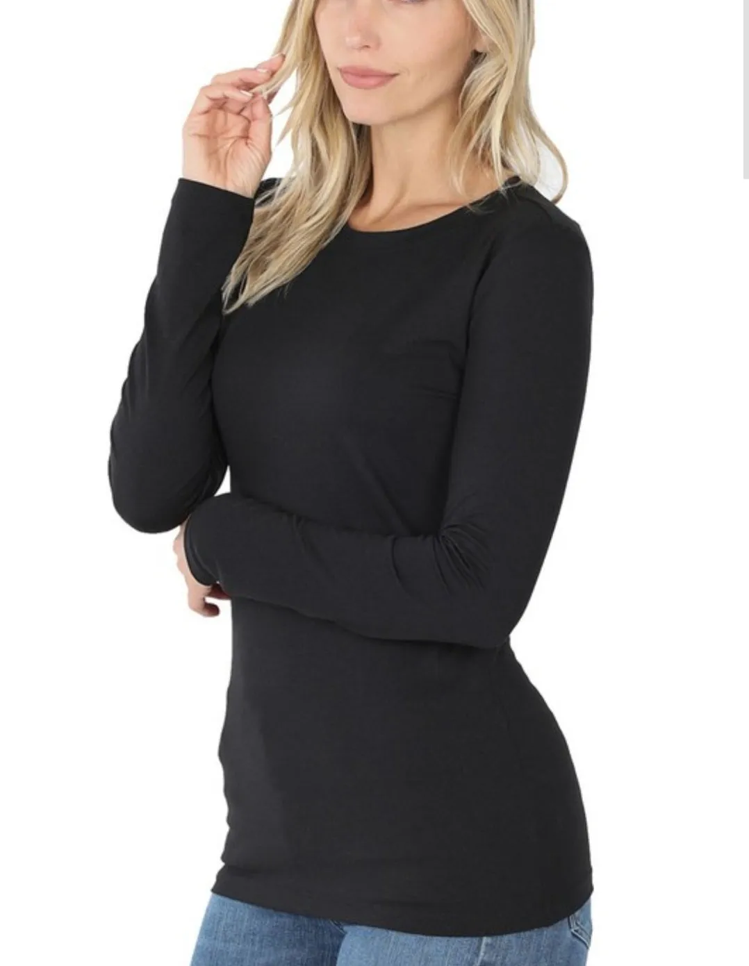 Long Sleeve Round Neck Tee (Curvy)