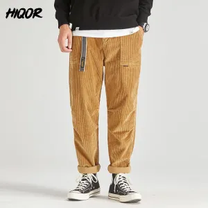 Loose Corduroy Male Cargo Pants