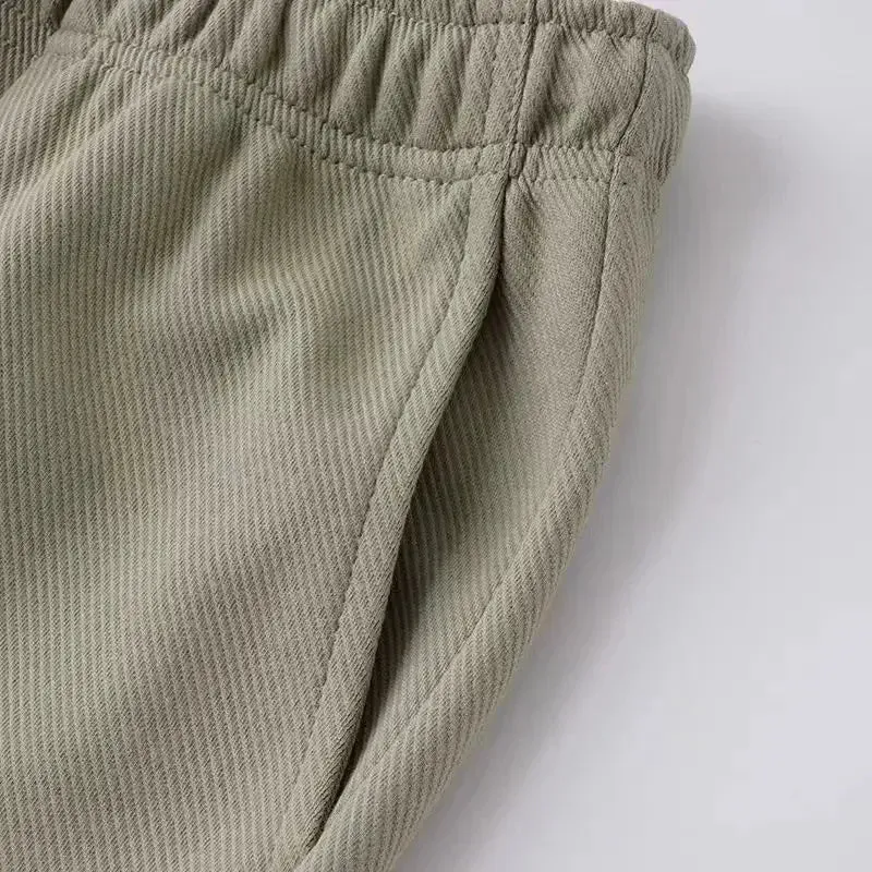 Loose Straight Casual Pants: Elastic Waist Draped Sweatpants