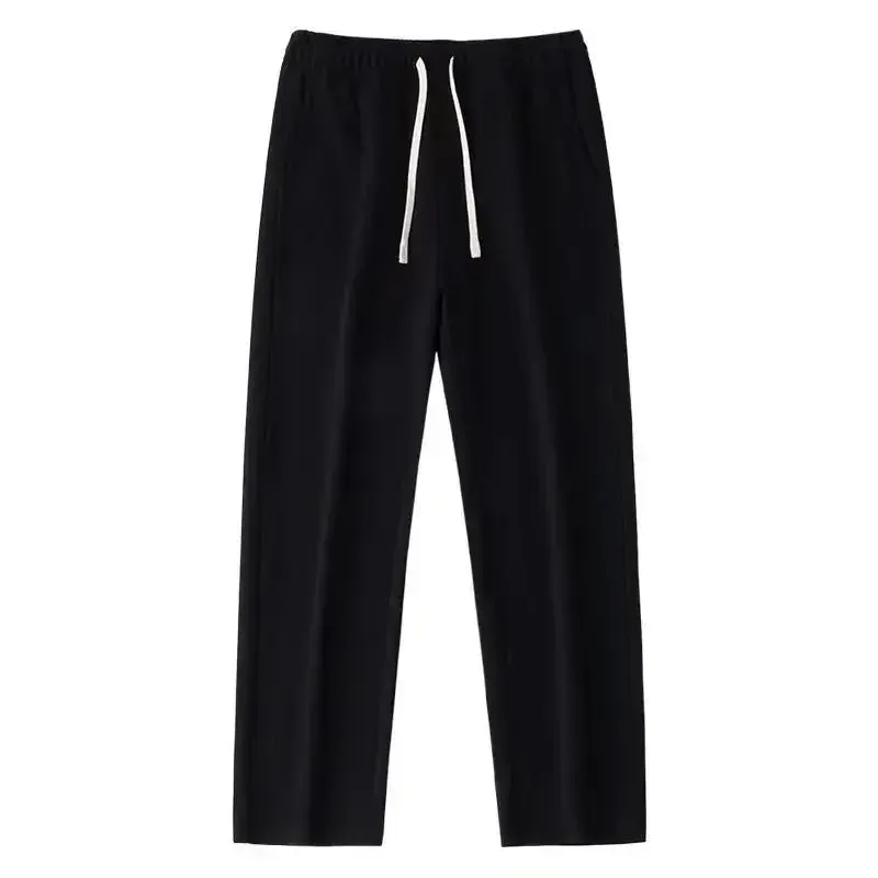 Loose Straight Casual Pants: Elastic Waist Draped Sweatpants