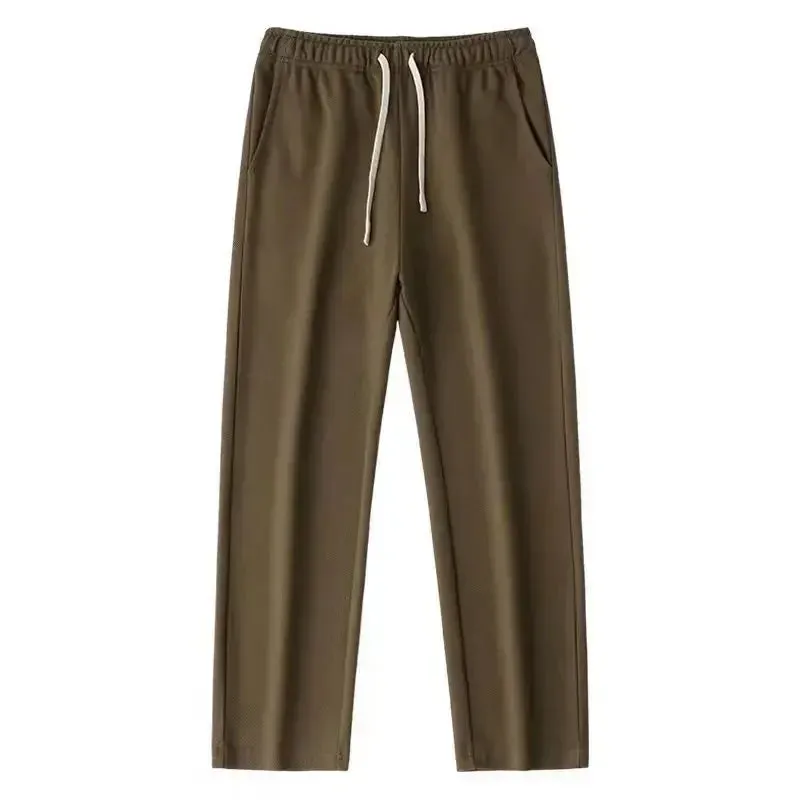 Loose Straight Casual Pants: Elastic Waist Draped Sweatpants