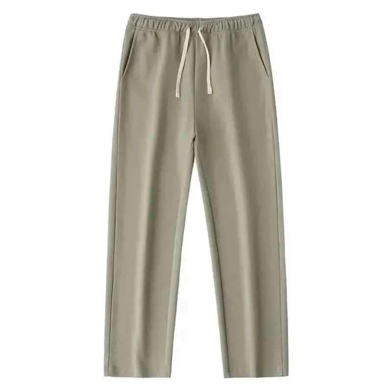 Loose Straight Casual Pants: Elastic Waist Draped Sweatpants