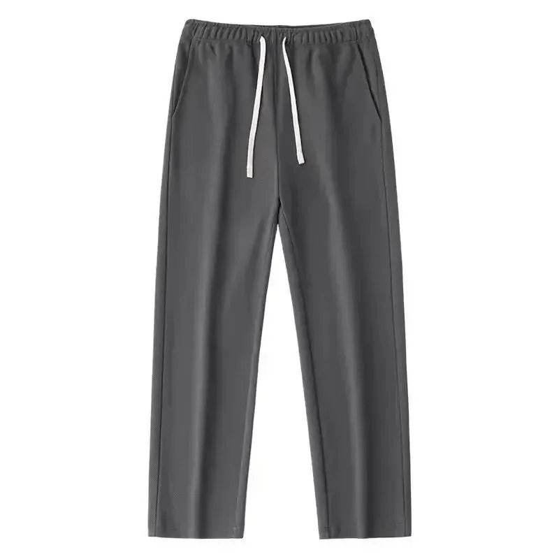 Loose Straight Casual Pants: Elastic Waist Draped Sweatpants