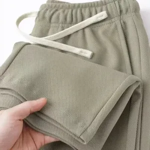 Loose Straight Casual Pants: Elastic Waist Draped Sweatpants