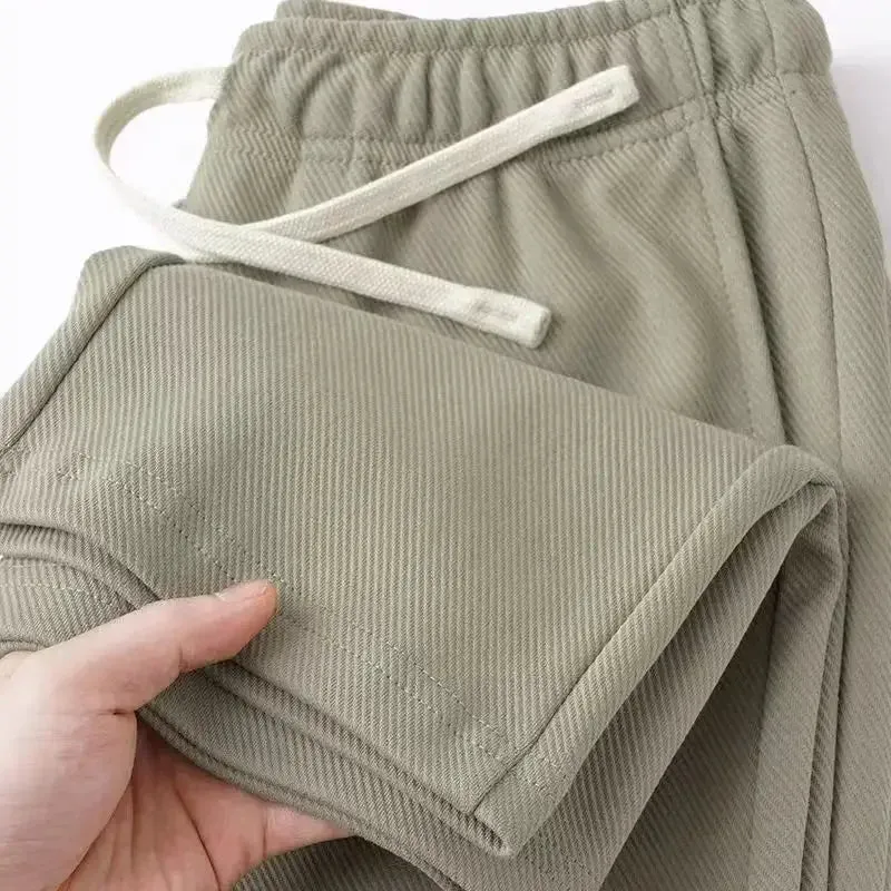 Loose Straight Casual Pants: Elastic Waist Draped Sweatpants