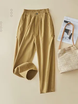 Loose Straight High Waist Ninth Pants In One-Size