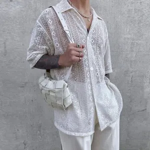 Lorenzo – Elegant Half-Sleeve Men’s Button-Up Shirt