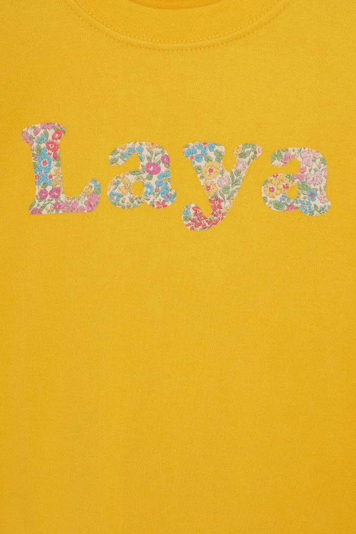 Lowercase Name Yellow T-Shirt in Choice of Liberty Print