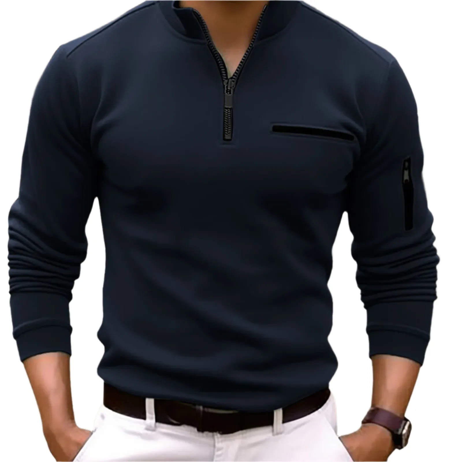 Luca – Modern Men’s Quarter Zip Long Sleeve Shirt