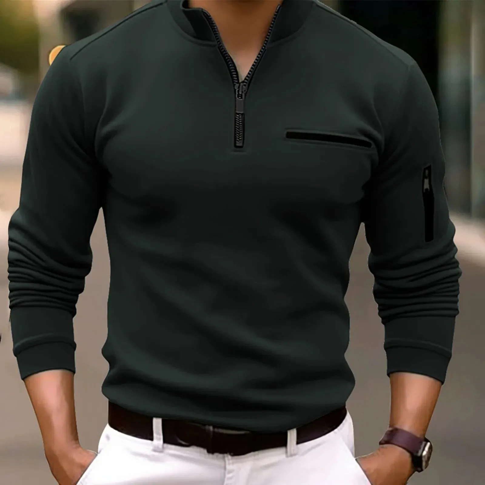Luca – Modern Men’s Quarter Zip Long Sleeve Shirt