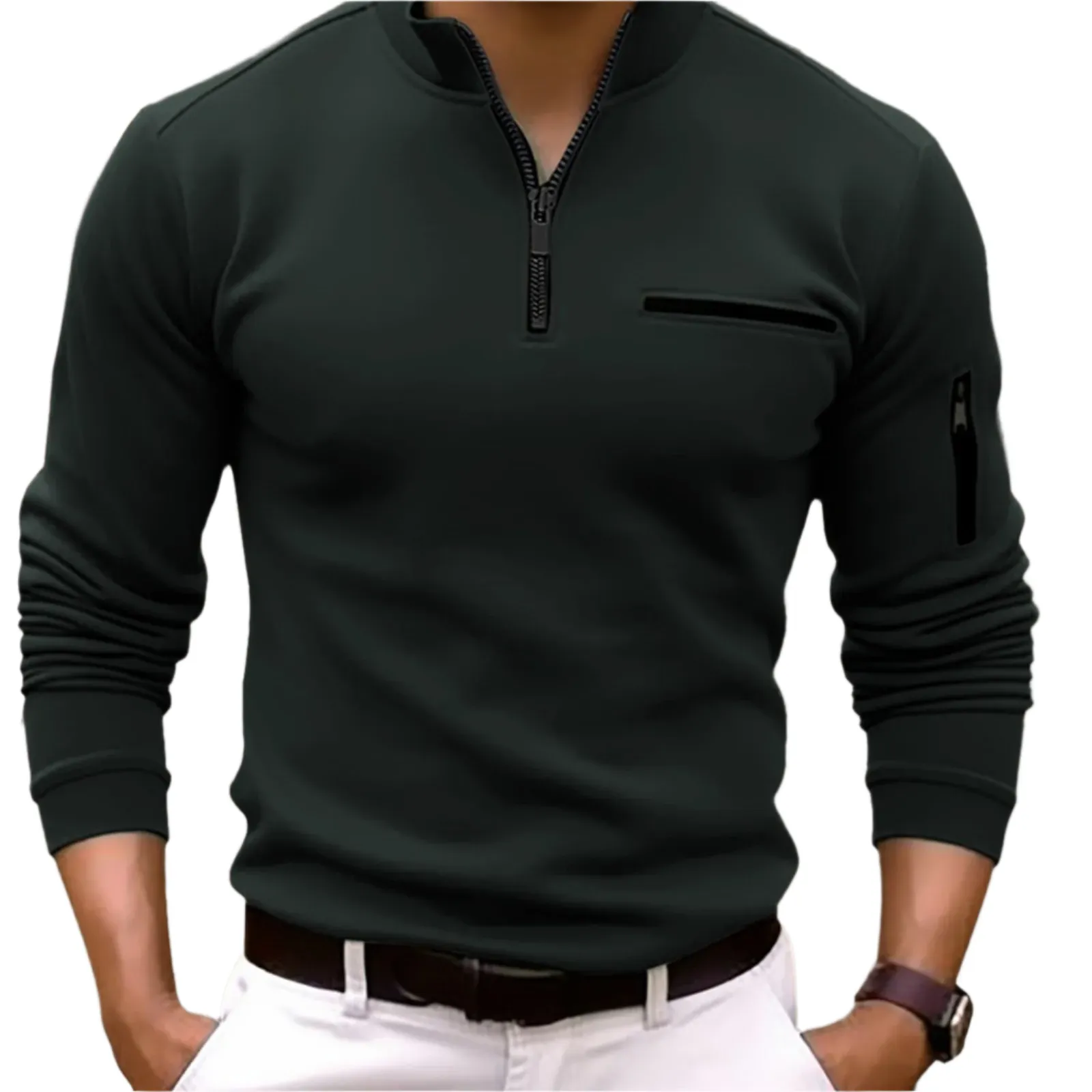 Luca – Modern Men’s Quarter Zip Long Sleeve Shirt