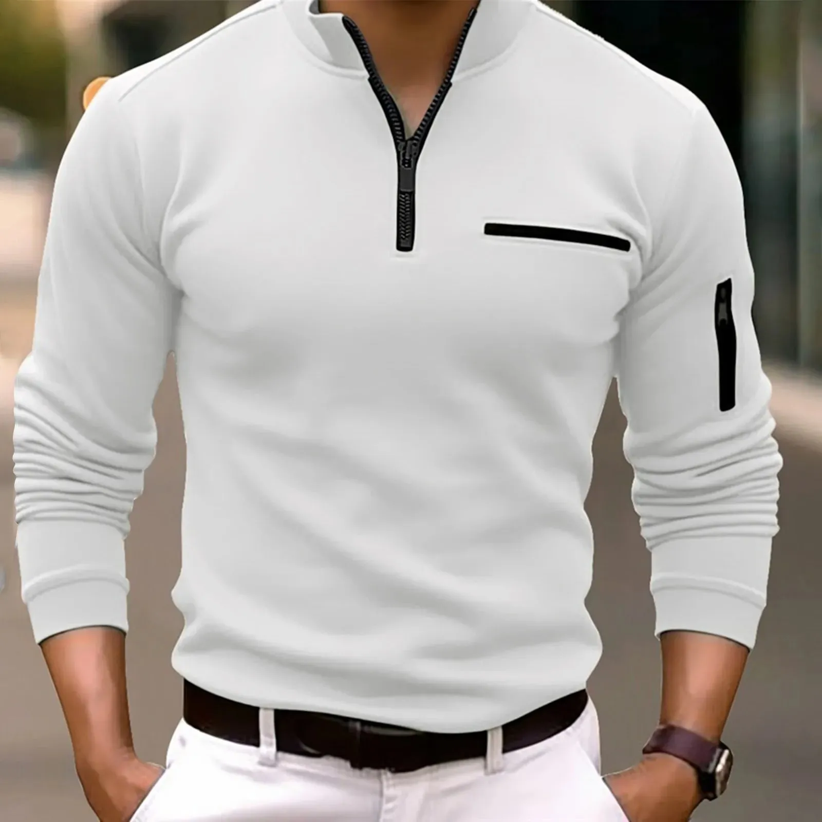 Luca – Modern Men’s Quarter Zip Long Sleeve Shirt