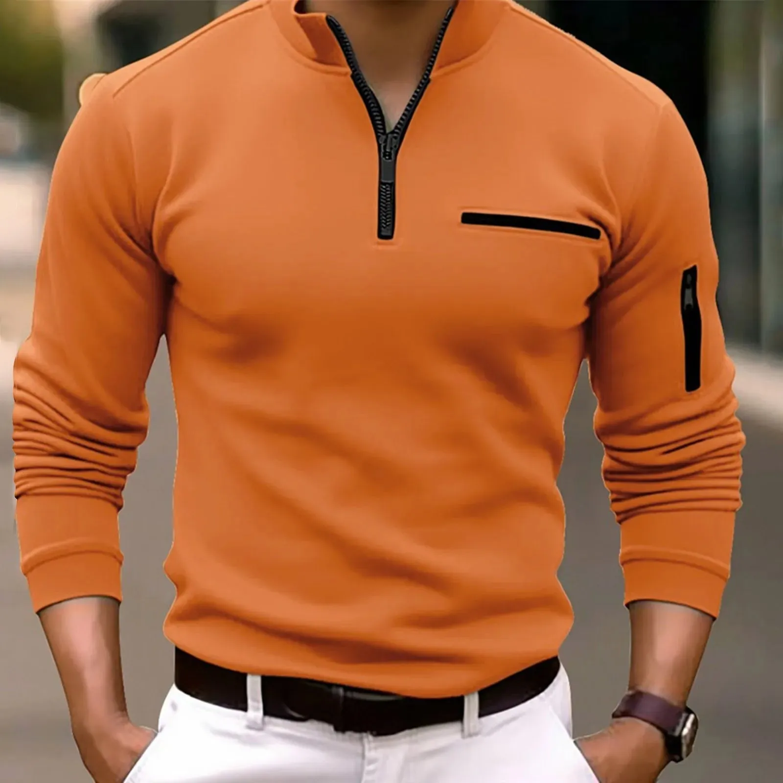Luca – Modern Men’s Quarter Zip Long Sleeve Shirt