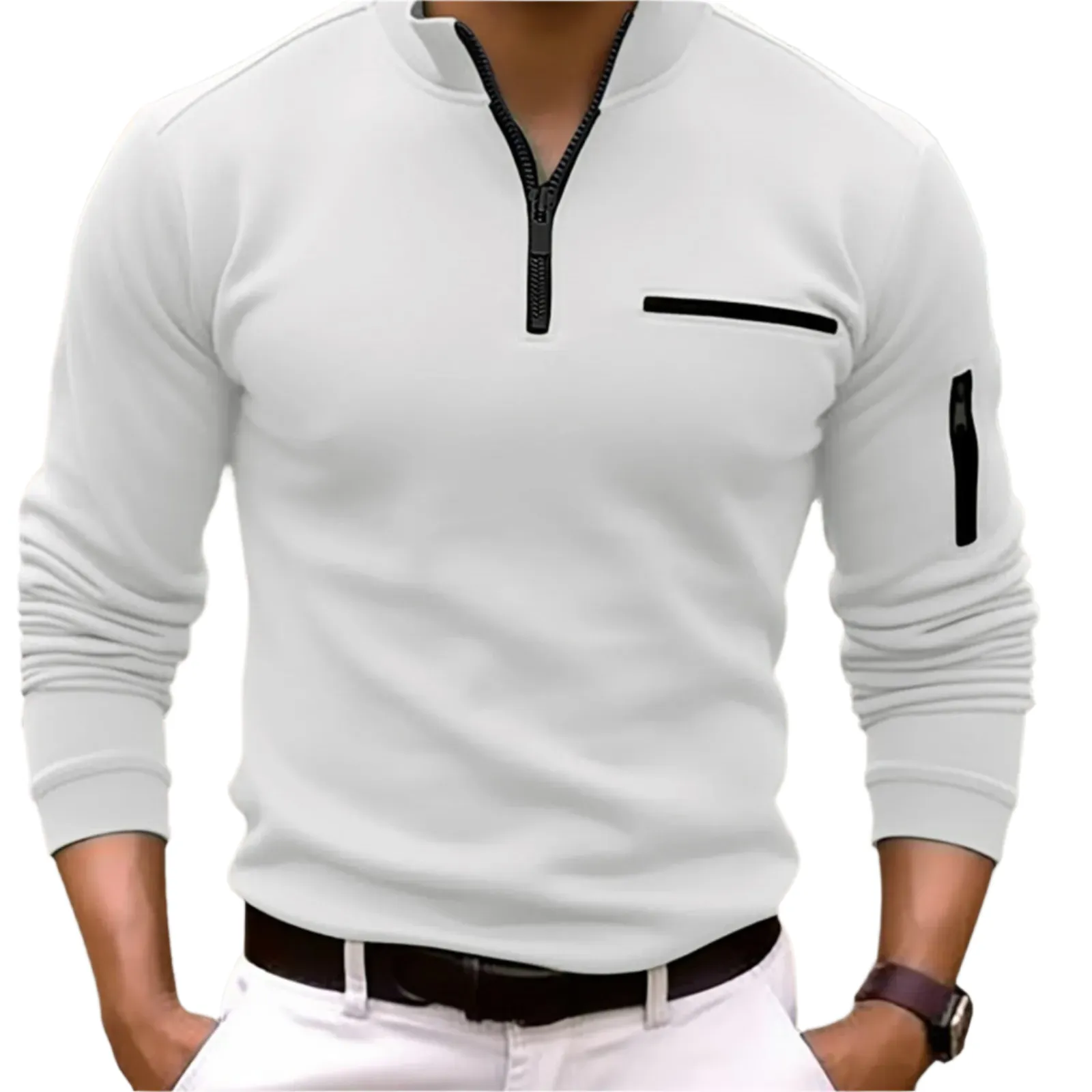 Luca – Modern Men’s Quarter Zip Long Sleeve Shirt