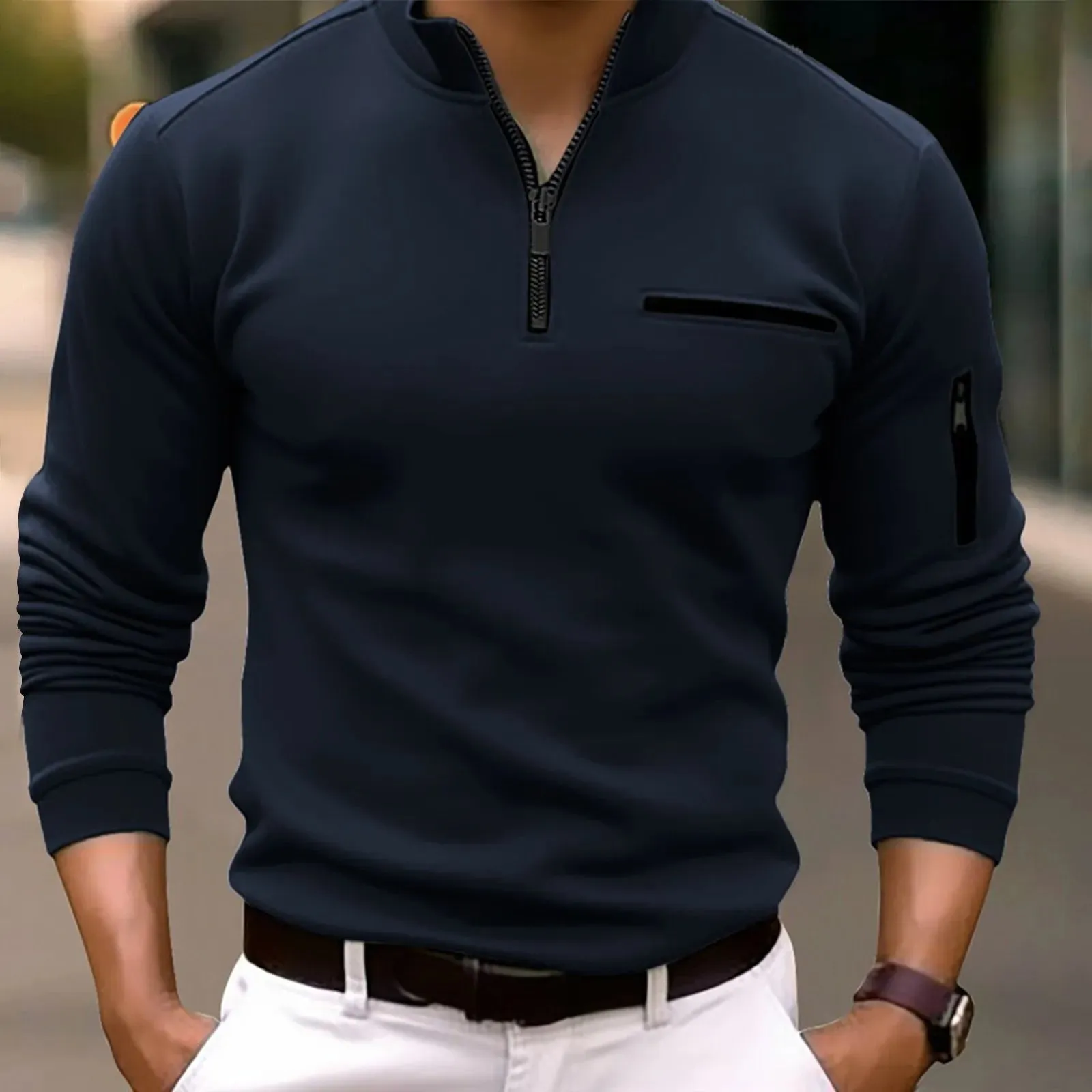 Luca – Modern Men’s Quarter Zip Long Sleeve Shirt