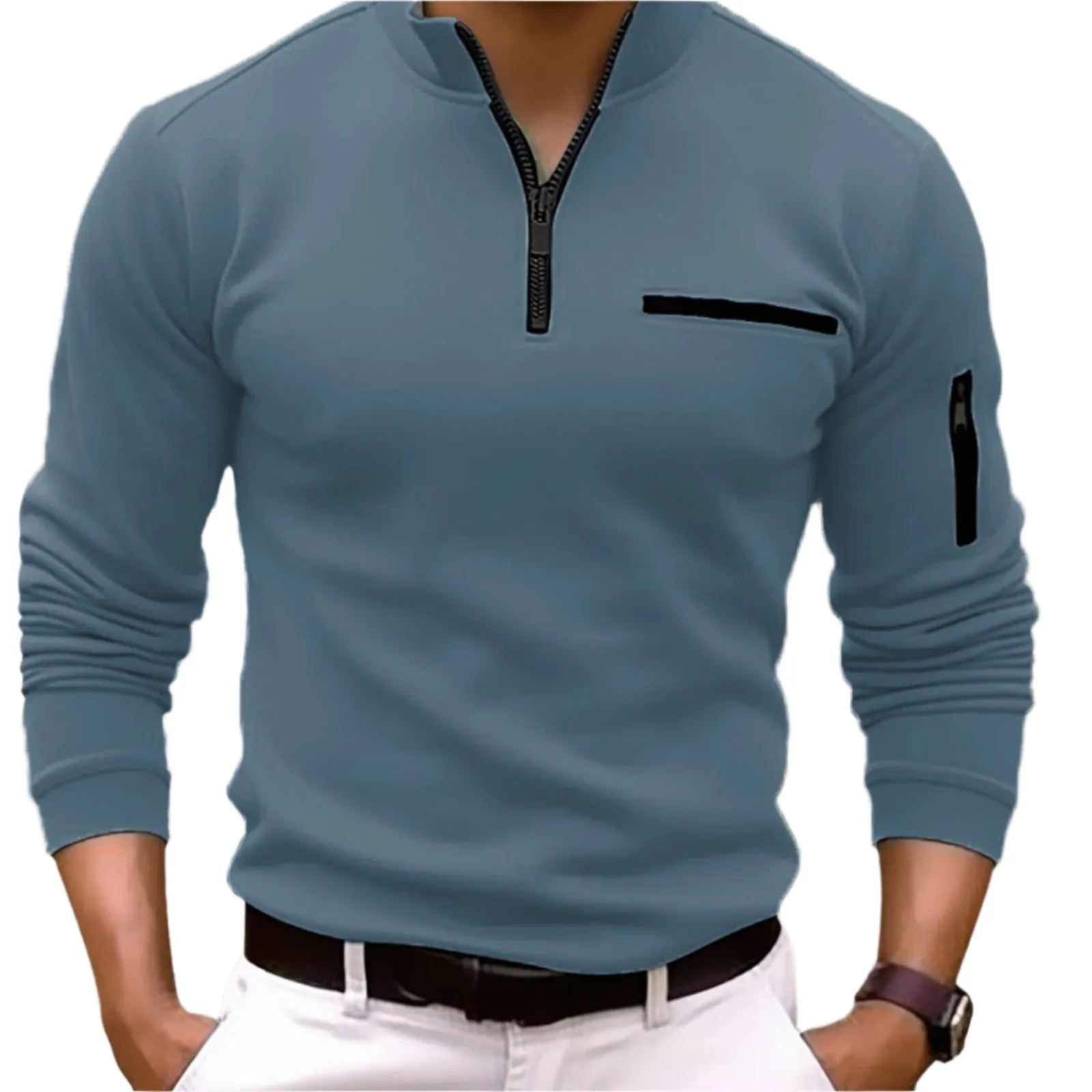 Luca – Modern Men’s Quarter Zip Long Sleeve Shirt