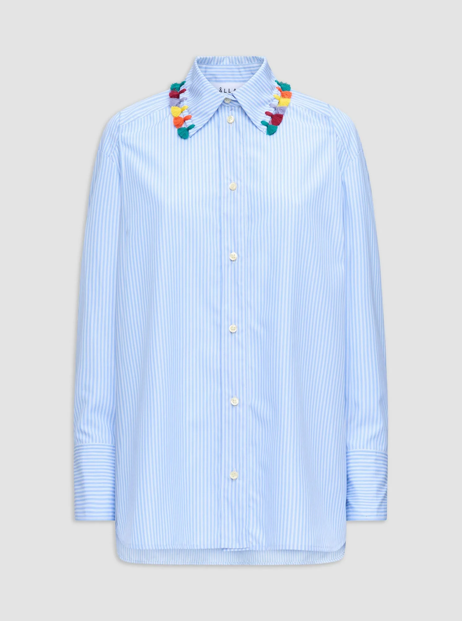 LYN Tassel collar shirt Pale Blue