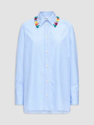 LYN Tassel collar shirt Pale Blue