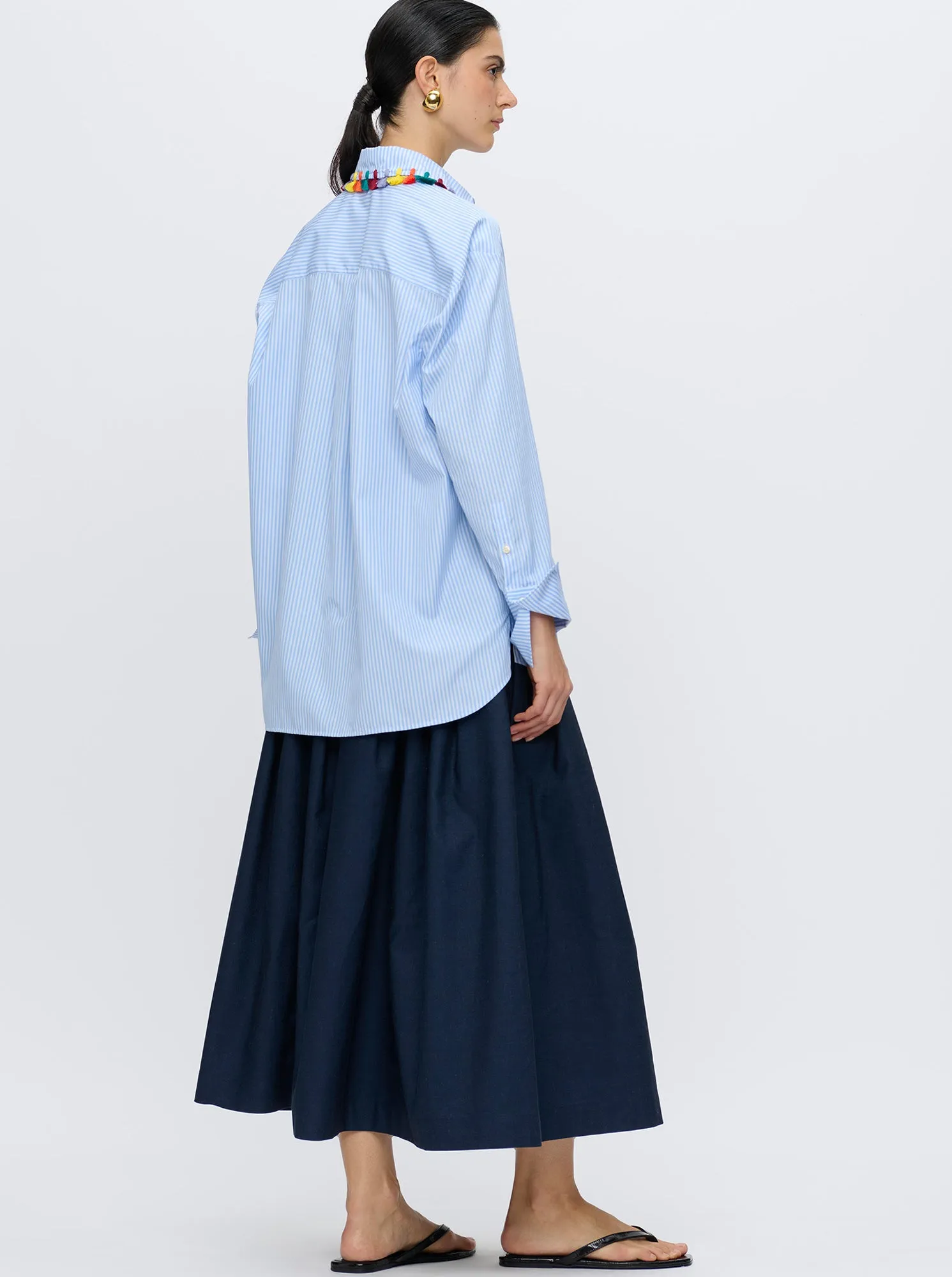 LYN Tassel collar shirt Pale Blue