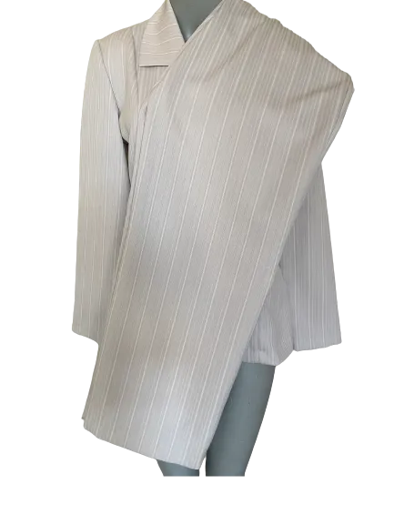 M Collection Cream Pinstripe Pantsuit
