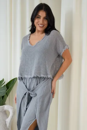 Mackay Raw Edge Mesh Top | Jeans