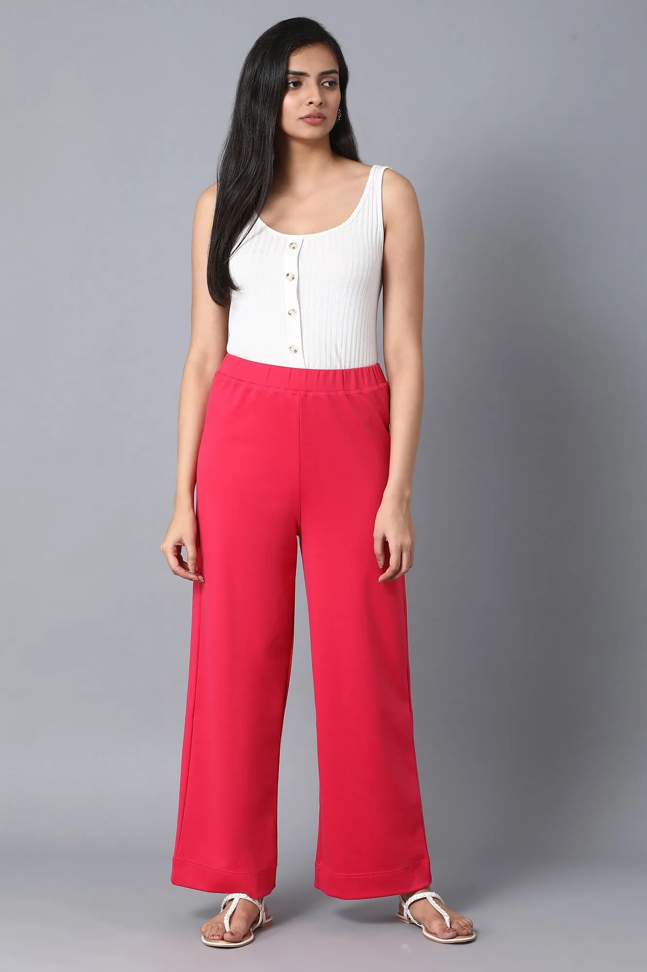 Maroon Loose Fit Palazzo