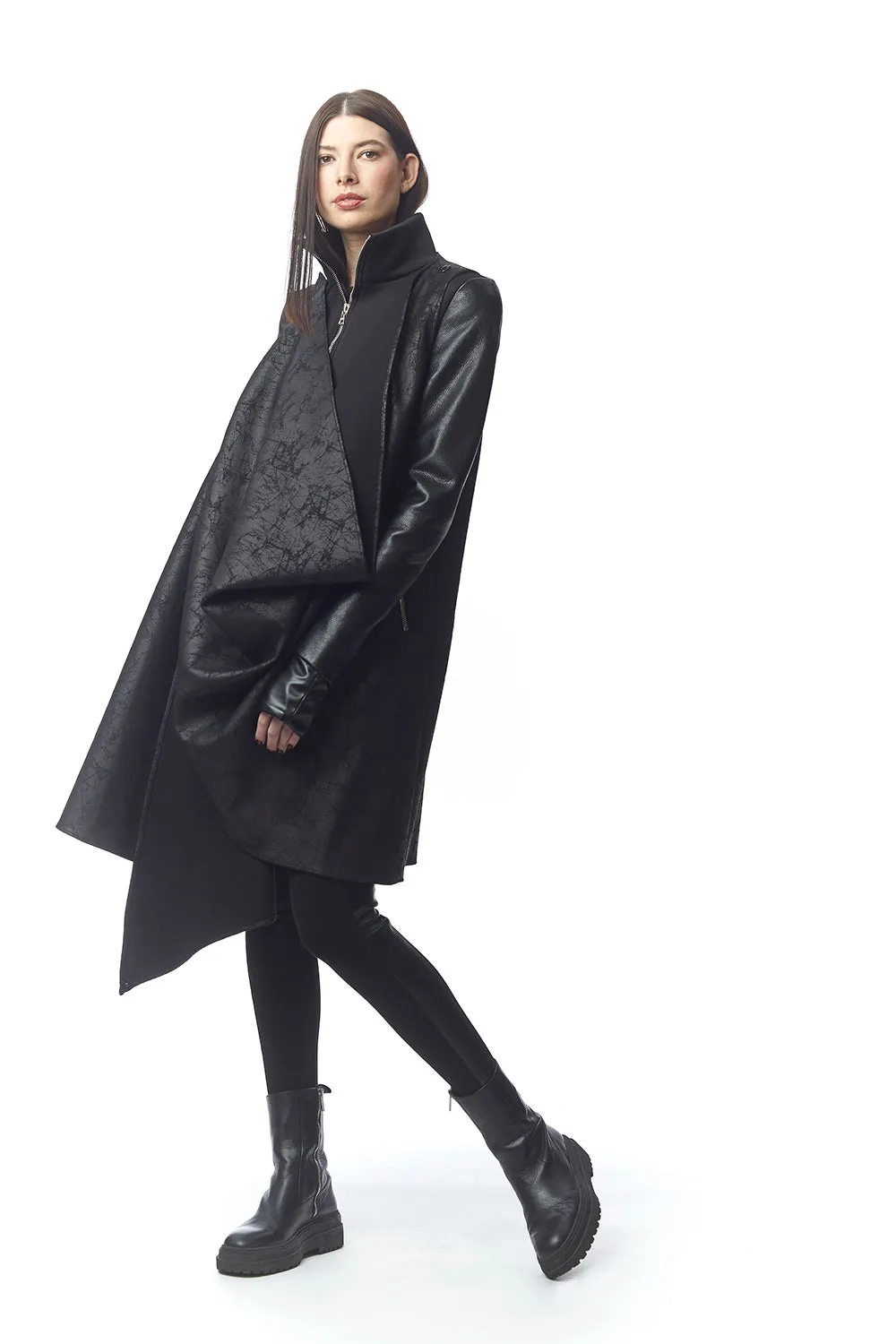 Matrix Neoprene   Leather Coat