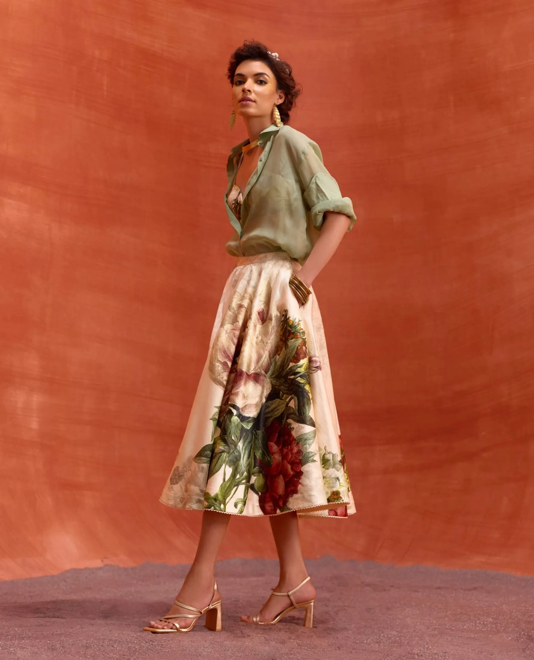 Melinda floral skirt and shirt set