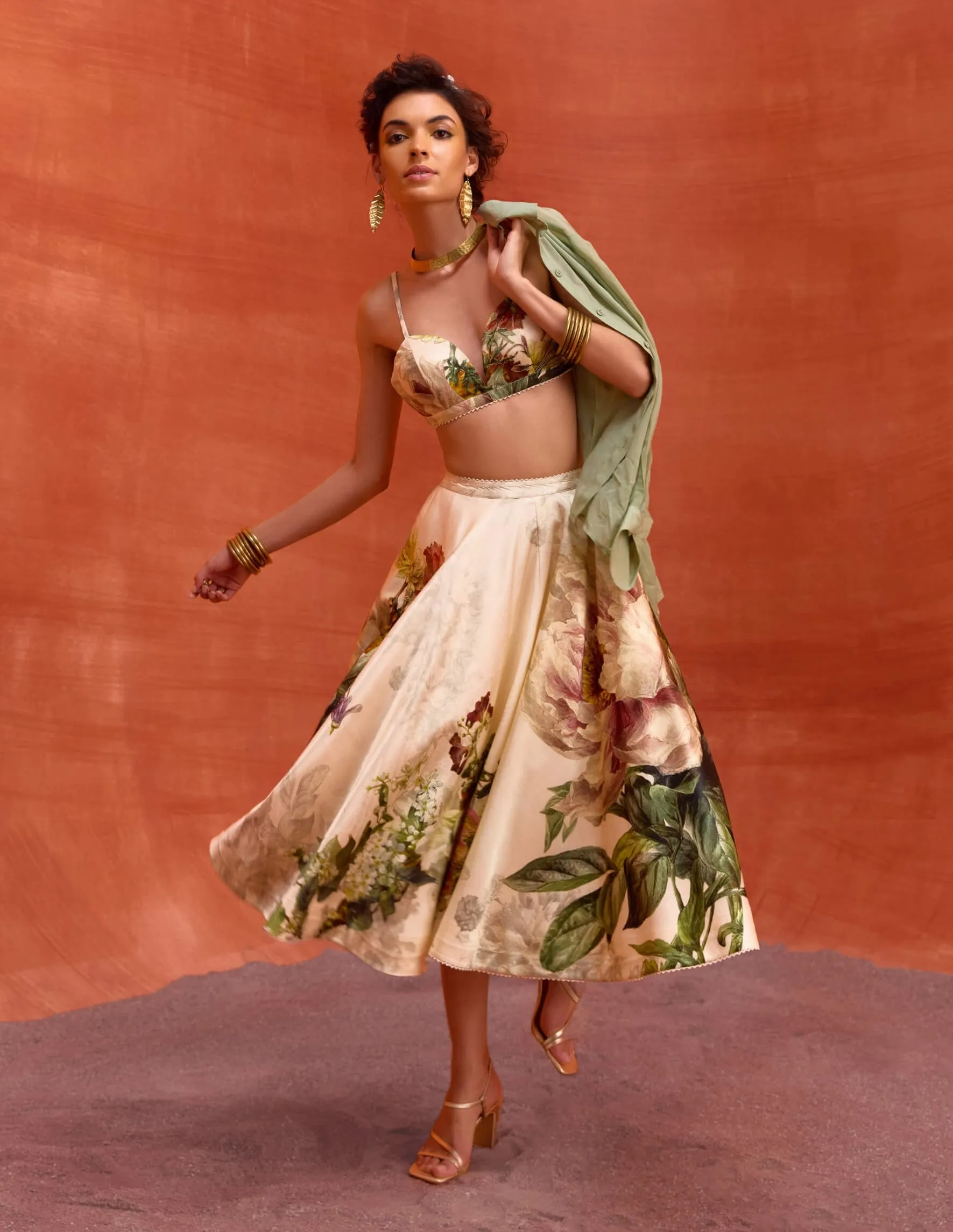 Melinda floral skirt and shirt set