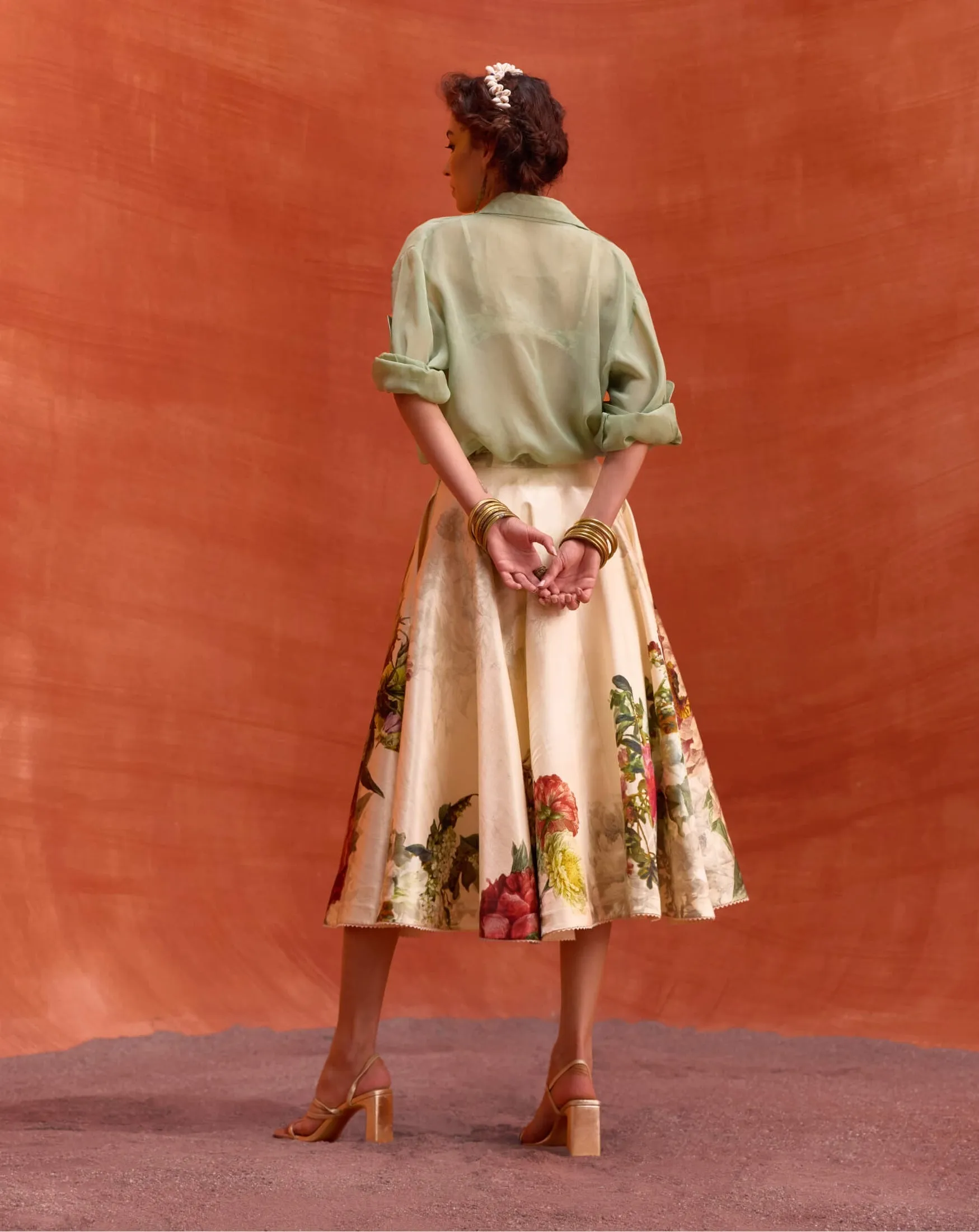 Melinda floral skirt and shirt set