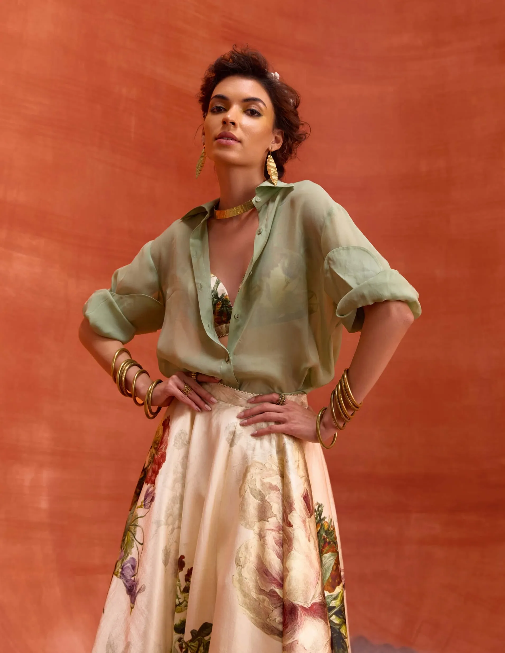 Melinda floral skirt and shirt set