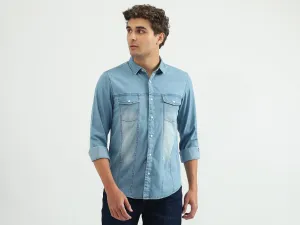 Men Solid Spread Collar Shirt