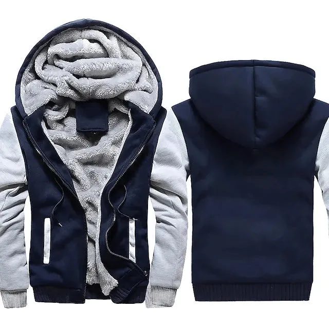 Men's Camouflage Fleece Winter Jacket - Thicken Hooded Coat - Casual Zip-Up Hoodies