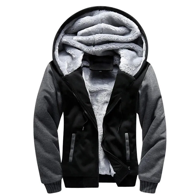 Men's Camouflage Fleece Winter Jacket - Thicken Hooded Coat - Casual Zip-Up Hoodies