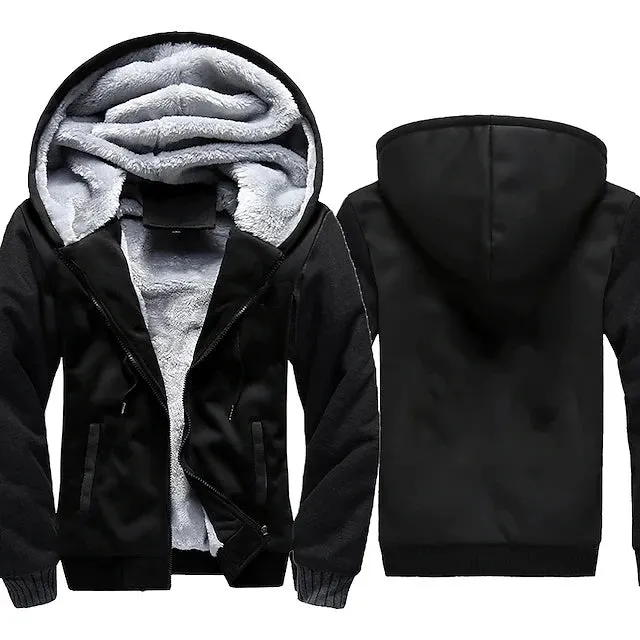 Men's Camouflage Fleece Winter Jacket - Thicken Hooded Coat - Casual Zip-Up Hoodies