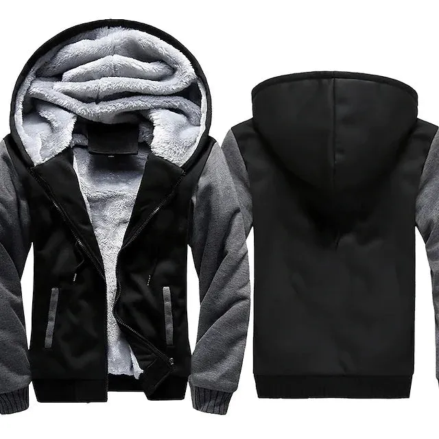 Men's Camouflage Fleece Winter Jacket - Thicken Hooded Coat - Casual Zip-Up Hoodies