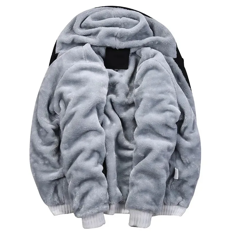 Men's Camouflage Fleece Winter Jacket - Thicken Hooded Coat - Casual Zip-Up Hoodies