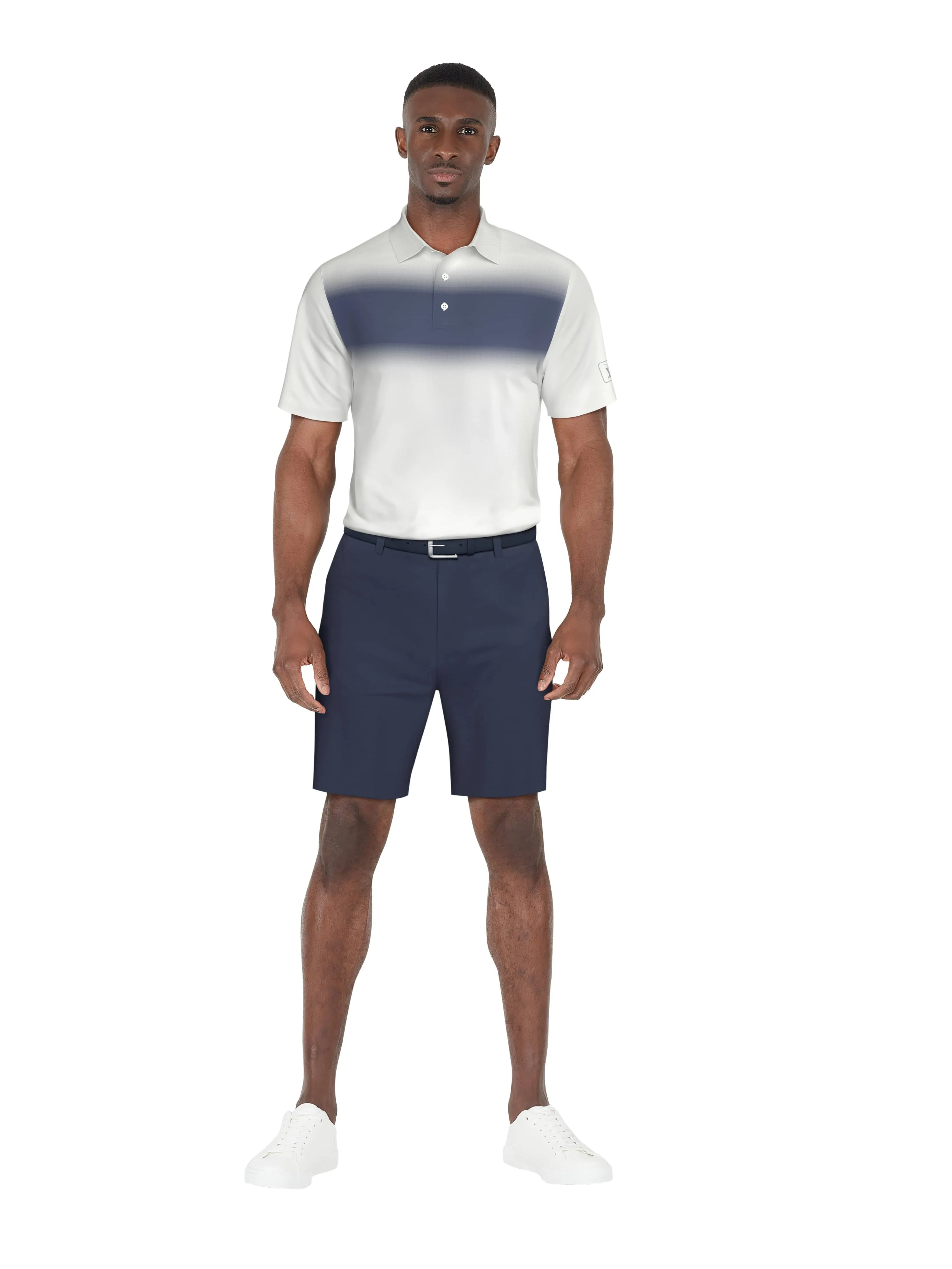Men's Ombre Chest Stripe Performance Golf Polo