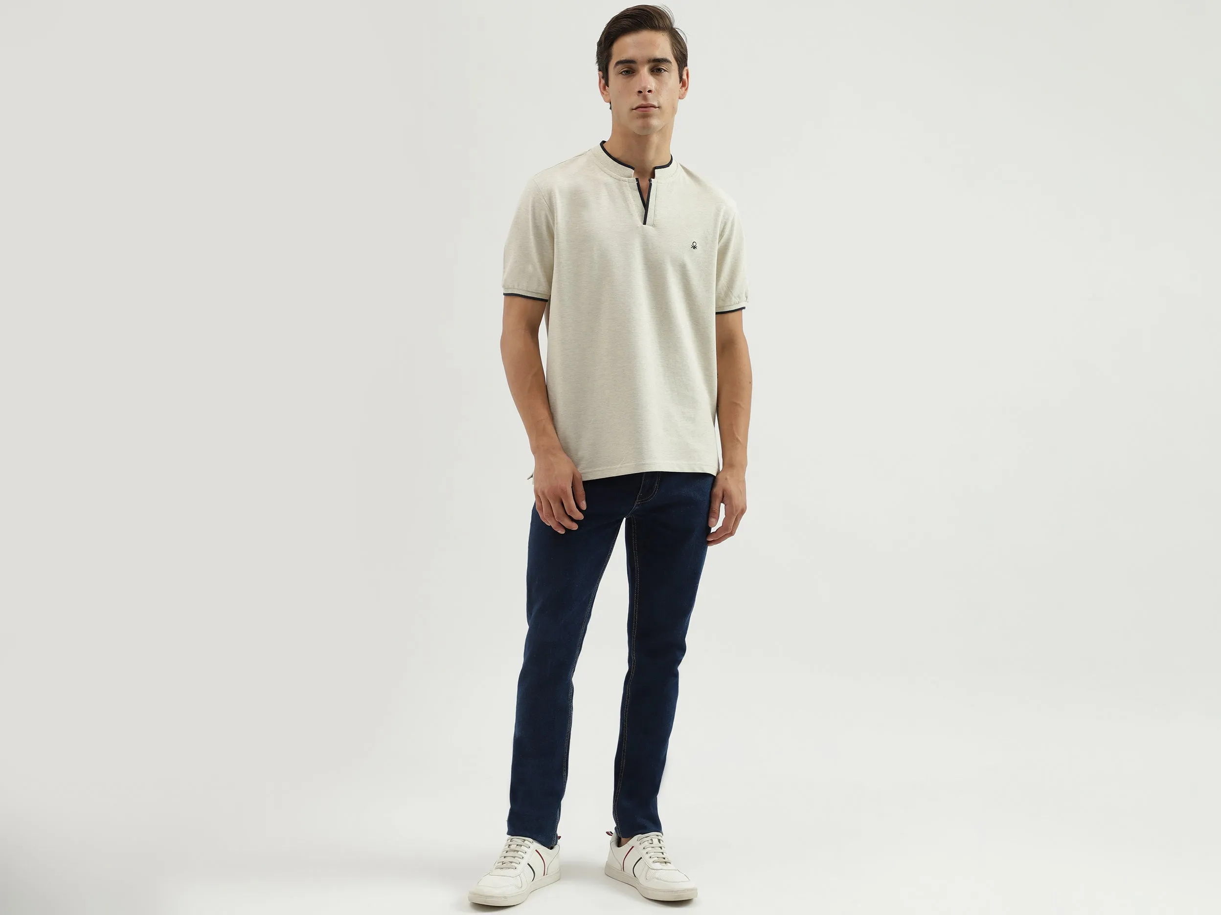 Men's Regular Fit Polo Neck Solid T-Shirt