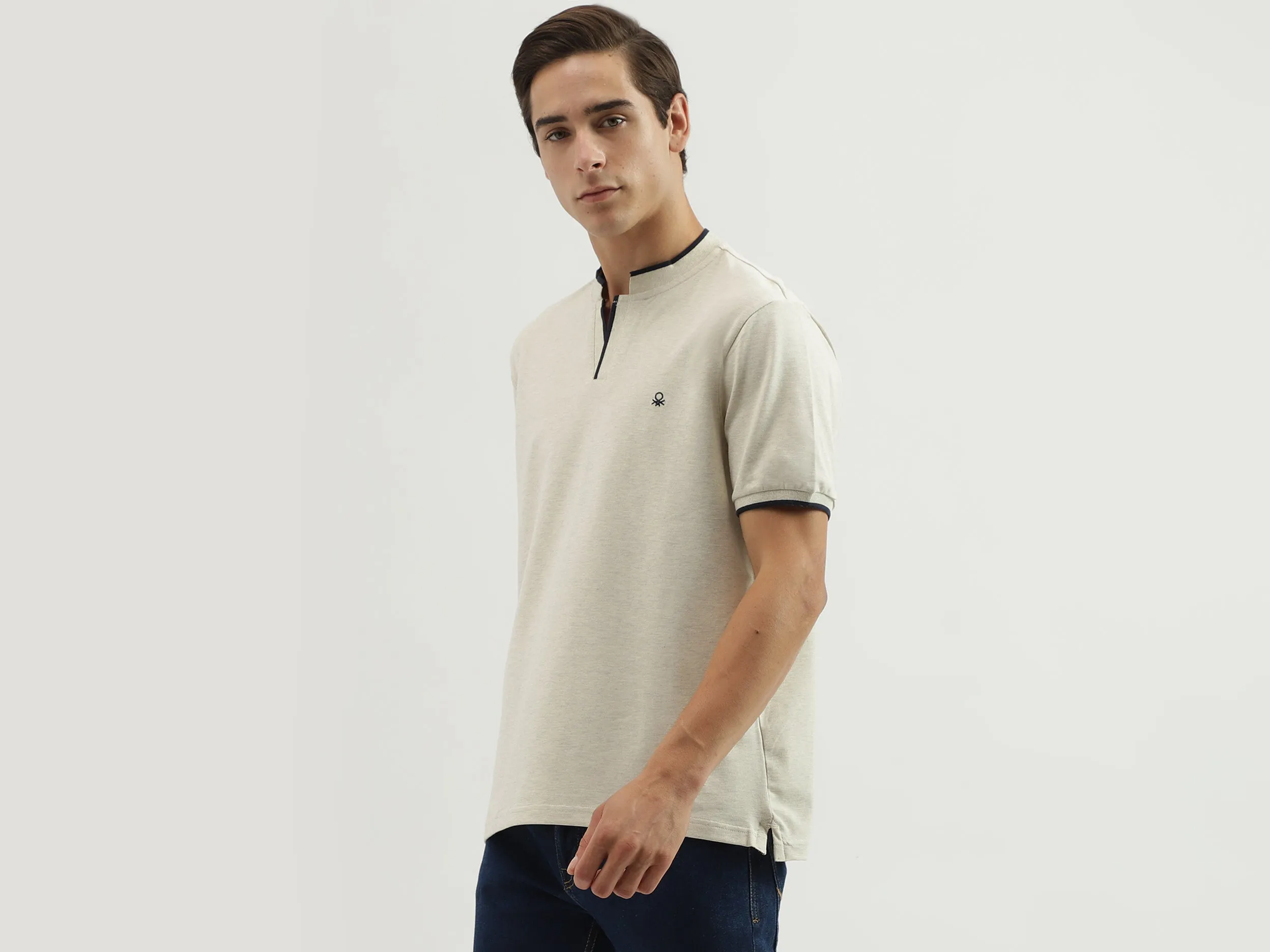 Men's Regular Fit Polo Neck Solid T-Shirt