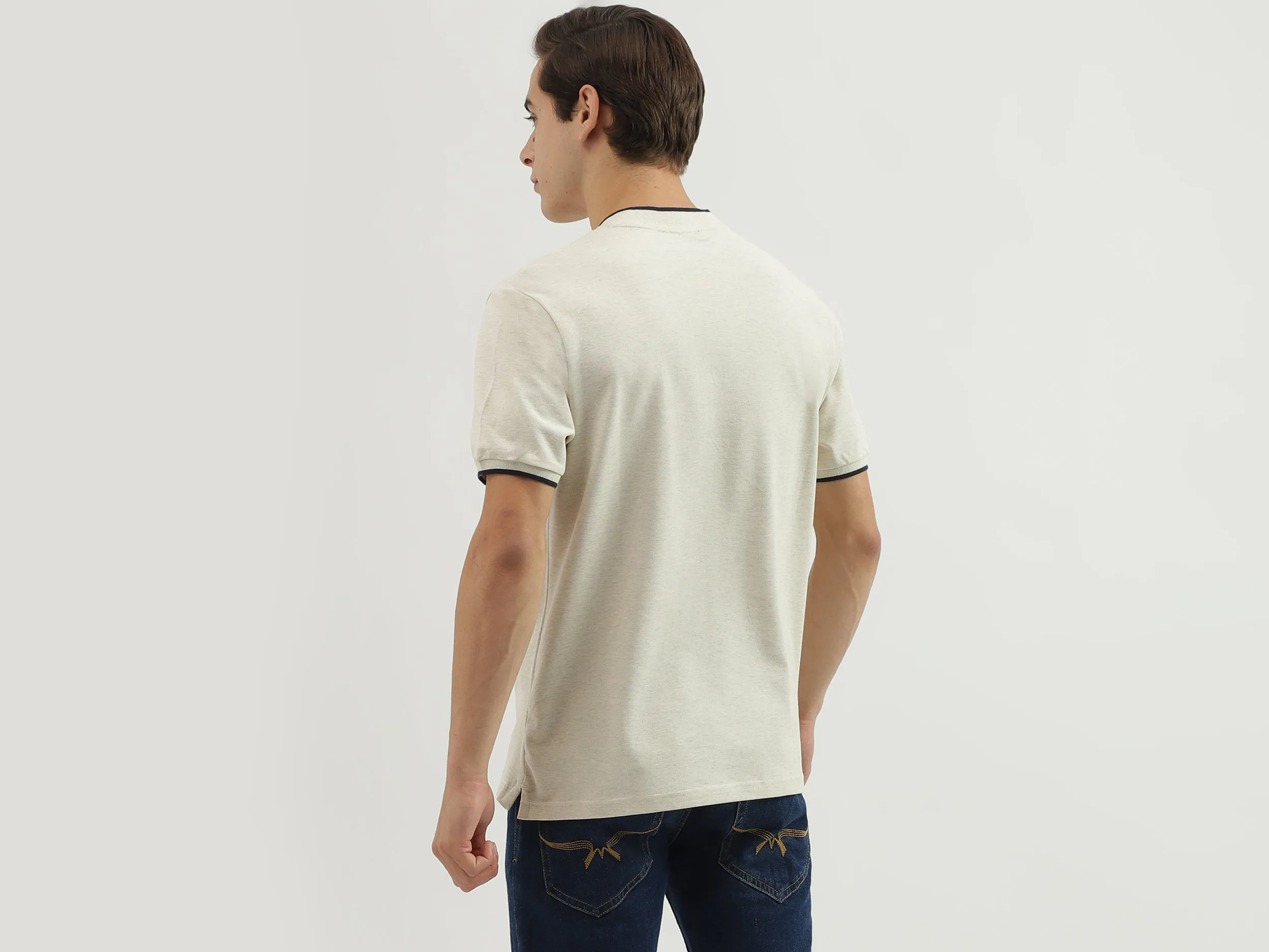 Men's Regular Fit Polo Neck Solid T-Shirt
